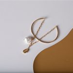 Baroque Pearl Shell Bangle with Chain