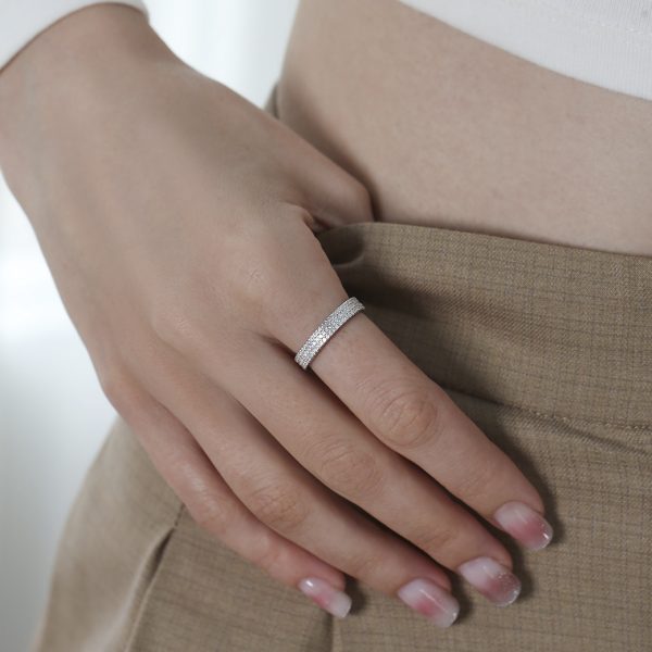 Three Rows Pave Ring