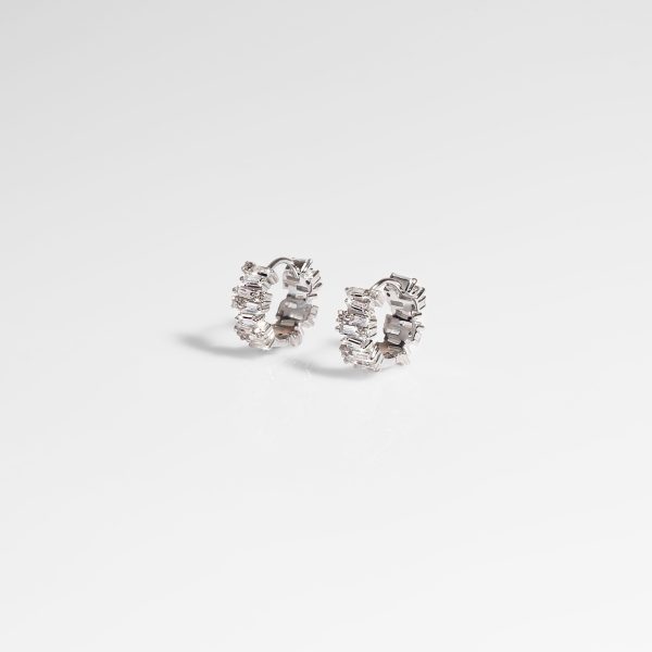 Baguette Dot Huggie Earring